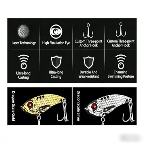 Bionic Fishing Lure 2-Pack Lifelike 3D Eye & Iridescent Finish Adjustable Multi-Swim Mode with All-Layer Vibration Effective for Bass/Pike in Fresh/Saltwater Ultra-Strong 3-Treble Hooks