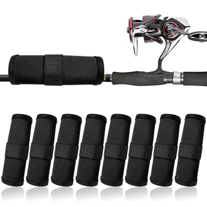 8 Pack Fishing Lure Covers，Lure Wraps for Fishing Rod，Fishing Hook Bait Covers - color: black