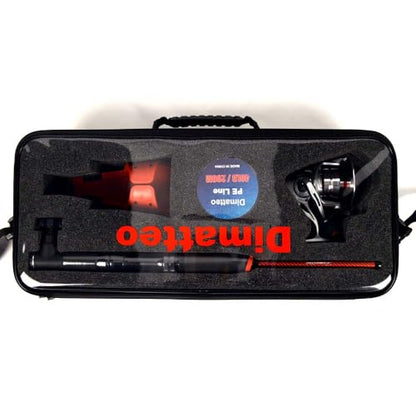 Dimatteo Ergonomics Fishing Combo. Ergonomics Handle with 1.9m Fishing Rod, Jig : 120-280g. Test: 10-15kgs,Spinner Reel 5000(3+1BB),40LB/200M PE Line, PVC Tackle Carry Box and Tube