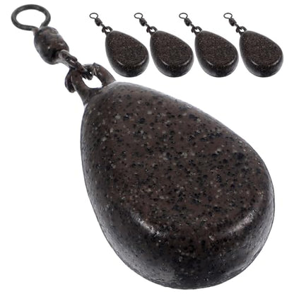 5pcs Drop Shot Fishing Weights with Rings 57g Iron Flat Pear Shape Smooth Surface Carp Sinkers for Freshwater Fishing Terminal Tackle Supplies