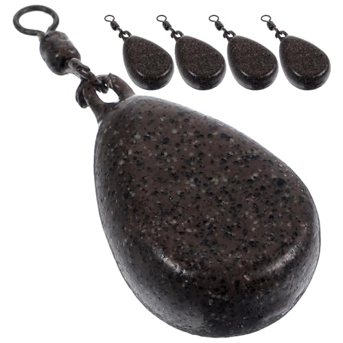 SHERCHPRY Fishing Weights Drop Shot Sinkers Iron Pear-Shaped 57g with Swivel Smooth Surface 5pcs Heavy Terminal Tackle for Freshwater Carp Fishing Supplies