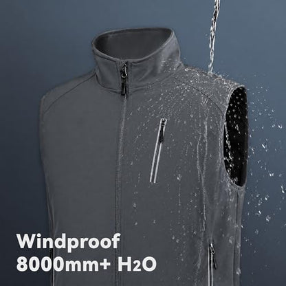 Men's Lightweight Vest Golf Soft Shell Vests Travel Casual Sleeveless Jacket Windbreaker Hiking Outerwear - color: Dark Gray, size: XX-Large
