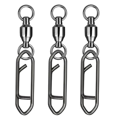 Atibin Snap Connector Fishing Swivels Stainless Bearing Ball Snap Swivels Steel Quick Change Fishing Clips Swivel Black Nickel - size: Size 0+S (44lb) 25 pcs
