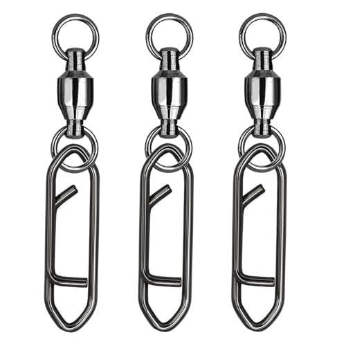 Atibin Snap Connector Fishing Swivels Stainless Bearing Ball Snap Swivels Steel Quick Change Fishing Clips Swivel Black Nickel - size: Size 7+XL (176lb) 25 pcs