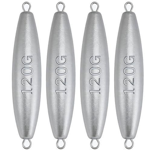Trolling Weights Inline Fishing Weights Sinkers Double Ringed Weights for Saltwater Freshwater Fishing Get Lures Deeper 1oz to 5oz - style: 4 Ounce-4pcs