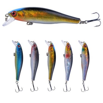 1pc Japan Hot Model Sinking Minnow Fishing Lures 3.35inch 9.2G Jerkbait with 3D Eyes & Sharp Treble Hooks, Lifelike Skin Artificial Bait for Saltwater & Freshwater
