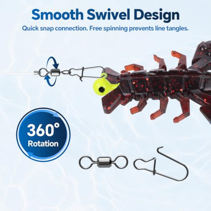Soft Plastic 5.5" Crawfish Lures with Built-in Rattles, Weedless Bait | Durable Crawdad Swimbaits, Lifelike Action for Bass & Redfish, Freshwater Saltwater Use, 3pcs Per Pack Red Green Blue