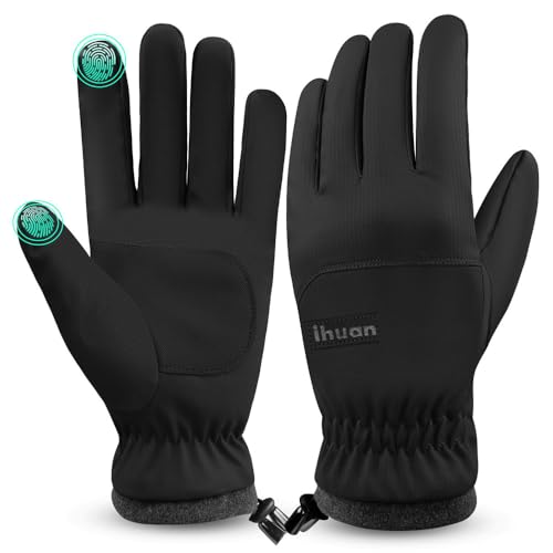 ihuan Winter Waterproof Ski Gloves Men Women, Snow Warm Cycling Cold Weather, Driving Biking Running - color: Black, size: XX-Large