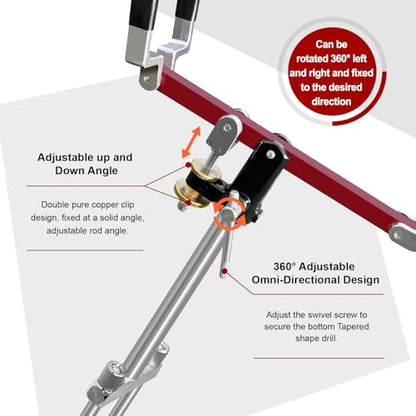 Fishing Rod Holders, 360 Degree Adjustable Fishing Pole Holders for Ground, Multifunctional Stainless Steel Beach Fishing Rod Holder Fishing Gifts for Men - color: Red