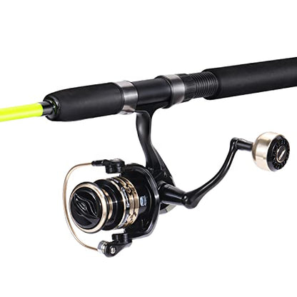 Sougayilang Catfish Fishing Rod and Reel Combo, 2-Piece Spinning Combo, Durable Graphite & Glass Blanks Fishing Pole for Crappie - color: Yellow-Fast-MH, size: 6.9ft and 3000 reel