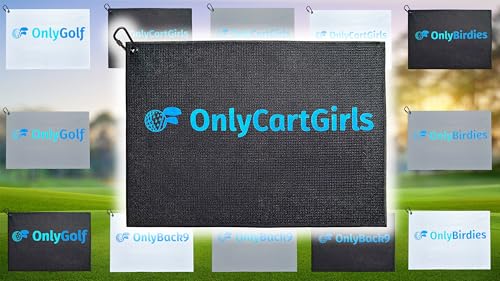 OnlyGolf Funny Microfiber Golf Towel – Large 14" x 20" Clip for Golf Bags Clubs Balls Perfect Golf Gag Gift Enthusiasts Waffle Men Premium Carabiner (Black OnlyCartGirls) - color: Black Onlycartgirls
