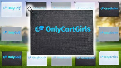 OnlyGolf Funny Microfiber Golf Towel – Large 14" x 20" Clip for Golf Bags Clubs Balls Perfect Golf Gag Gift Enthusiasts Waffle Men Premium Carabiner (Black OnlyCartGirls) - color: Black Onlycartgirls