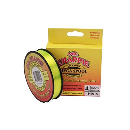 Lew'sLews Fishing, Mr. Crappie Mega Spools, Clear, 4 lb - color: Hi-Vis, size: 4 lb