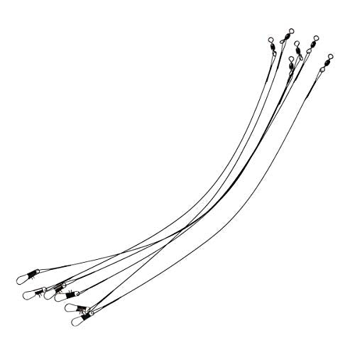 Rite Angler Wire Leader Rig Nylon Coated (6 Pack) 20lbs, 30lbs, 45lbs in Various Lengths with Crane Swivels and Interlock Snaps for Saltwater Fishing (Black) - size: 12"