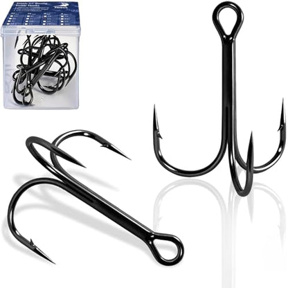 Pristis 3X Strong Fishing Treble Hooks, High Carbon Steel Sharp Barbed Tripple Round Bend Hook Kit Set for Lure Bait, Needle Point for Saltwater Freshwater Bass Trout Tuna Catfish Pike - size: 4/0 - 8 Pack