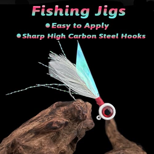 Crappie Jigs - Hand-Tied Jig Heads With Rainbow Skin Feather, Fishing Lures Kit for Bass, Walleye, Panfish, Sunfish - 1/32oz, 1/16oz, 1/8oz - color: 10pcs-1/16oz