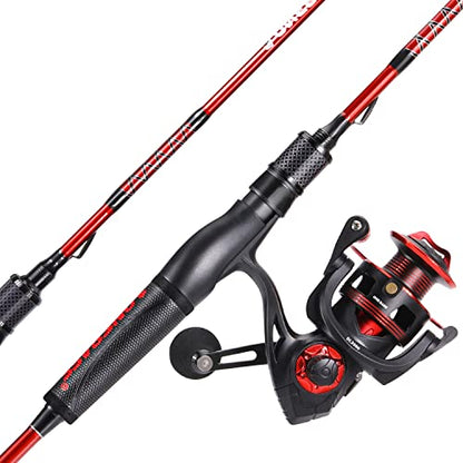 One Bass Fishing Rod and Reel Combo, IM7 Graphite 2 Pc Blank Baitcasting Combo, Spinning Rod with SuperPolymer Handle - color: Red, size: 6'0"Medium-Fast with 1000 Reel