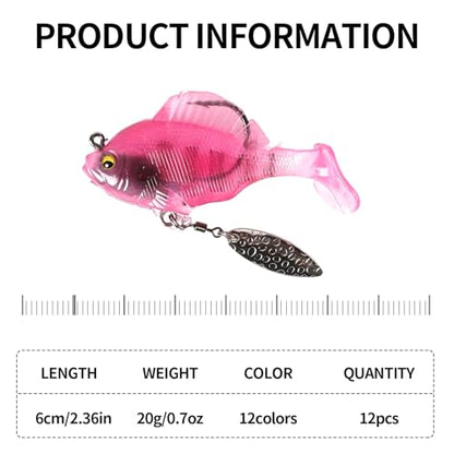 Soft Fishing Lures for Bass: Premium Pre-Rigged Jig Head Paddle Tail Swimbaits for Freshwater and Saltwater - color: 12pcs spinner