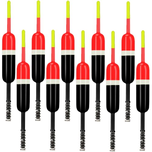 10 Pcs Fishing Bobbers,Fishing Float and Bobbers,Slip Bobbers for Fishing, Crappie Fishing Bobbers, for Crappie Catfish Trout Panfish Walleye Fishing - color: 2.5in-10pcs