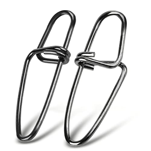 AMYSPORTS Stainless Quick Fishing Snap Kit Power Clip Fishing Snap Saltwater Corrosion Resistance Snaps Swivels Lock Freshwater Connector - color: Black, size: Size6 (141lb) 100 pcs
