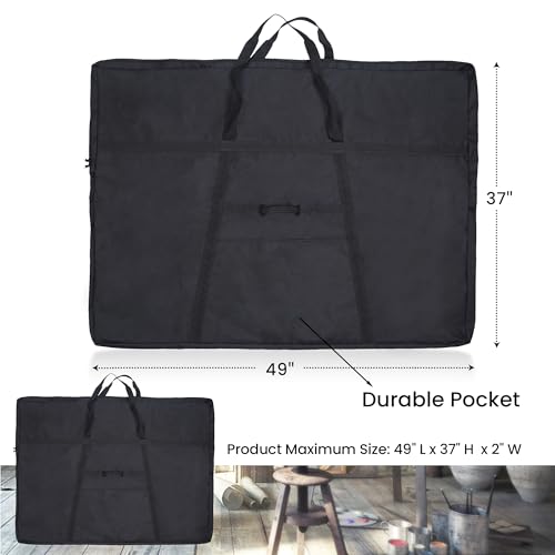 JJRING Extra Large Dacron Waterproof Light Weight Art Portfolio Tote Bag, 37'' x 49'' for 36'' x 48'' Black Carrying Storage Case For Poster, Sketching, and Drawing - size: 36''*48''