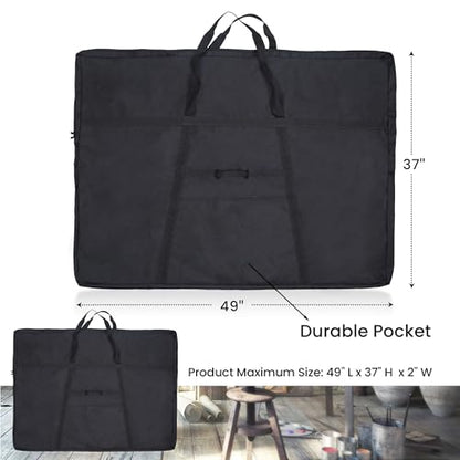 JJRING Extra Large Dacron Waterproof Light Weight Art Portfolio Tote Bag, 37'' x 49'' for 36'' x 48'' Black Carrying Storage Case For Poster, Sketching, and Drawing - size: 36''*48''