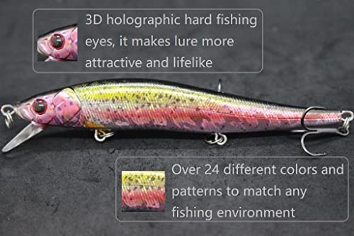 Minnow Crankbait for Bass Fishing Bass Lure Jerkbait Fishing Lures and Tackle Box - color: HM262SKB2