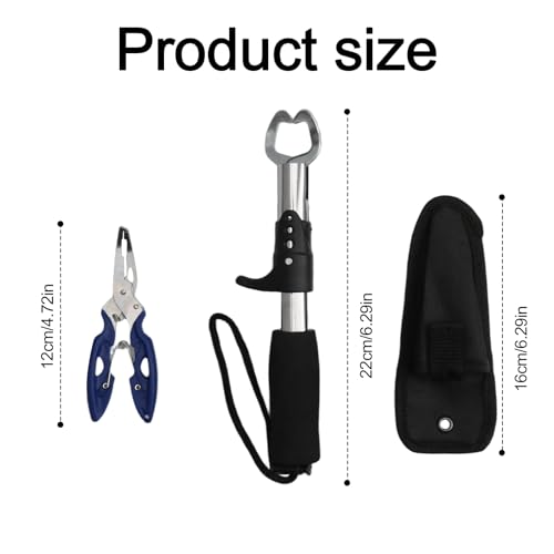 Multipurpose Pliers, Fish Gripper, 1PCS Fishing Tool Kit Aluminum Split Ring Opener with Tungsten Carbide Braid Cutters, Anti-Corrosion Saltwater Tackle Gear Includes Sheath