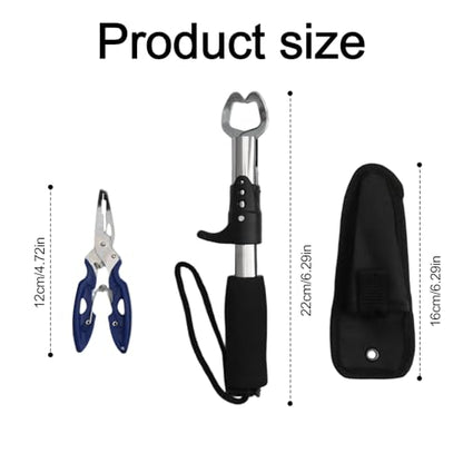 Multipurpose Pliers, Fish Gripper, 1PCS Fishing Tool Kit Aluminum Split Ring Opener with Tungsten Carbide Braid Cutters, Anti-Corrosion Saltwater Tackle Gear Includes Sheath