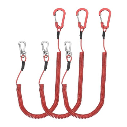 PATIKIL Fishing Lanyard, (78.74" Length, Red) (3Pcs), Retractable Coiled Tether Anti-Lost Rope Coiled with Carabiners and 360° Safety Buckle, Suit for - Fishing/Hunting/Hiking/Boating - color: Red, size: 78.74"