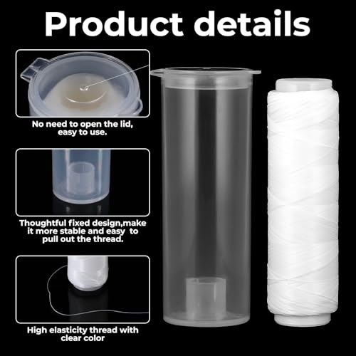 2 PCS Fishing Thread Bait Elastic 0.2 MM 656 Ft Length Clear Fishing String Nylon Elastic Invisible FishingLine Stretchy Bait String 656 Feet per Spool with Clear Storage Case