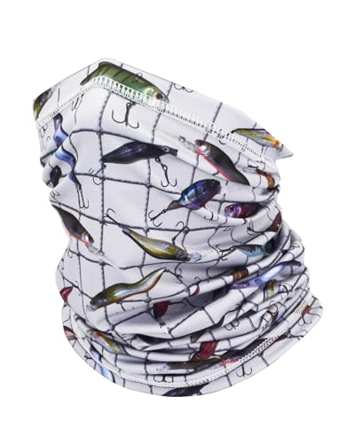 JHYWELL Cooling Neck Gaiter Face Mask, UV Protection Masks Gator, Windproof Bandana for Skiing, Fishing, Hiking, Cycling - color: Fish Wish