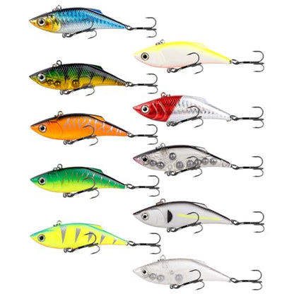 Lipless Crankbait Rattle Trap Fishing Lures Topwater Bass Fishing Lures for Walleye Trout Musky Long Casting Distance Freshwater Saltwater 2.96in/0.39oz FS/YE-06 - style: B,10pcs