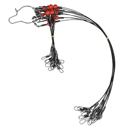 Fishing Leader Rigs Saltwater Freshwater Stainless Steel Wire Leader Fishing Rigs with Swivels Snaps Beads 1-3 Arms Saltwater Rig Wire Bottom rigs for Trolling Pier Surf Fishing Tackle - color: Black-1 Arm-12pcs