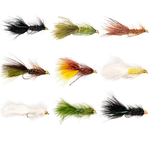 Woolly Bugger Fly Fishing Flies Assortment - Beadhead Streamer Wet Flies for Trout Bass Panfish - Hand-Tied Marabou Streamers for Rivers Lakes - size: 27 Pack – Mixed Sizes