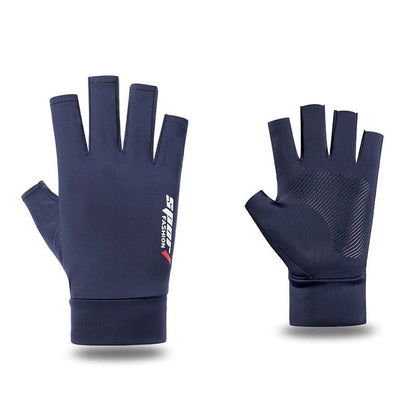INOGIH Half-Finger Driving Gloves for Men Women,Summer Lightweight Non-Slip Sun-Gloves for Cycling Fishing Sailing Rowing - color: Navy