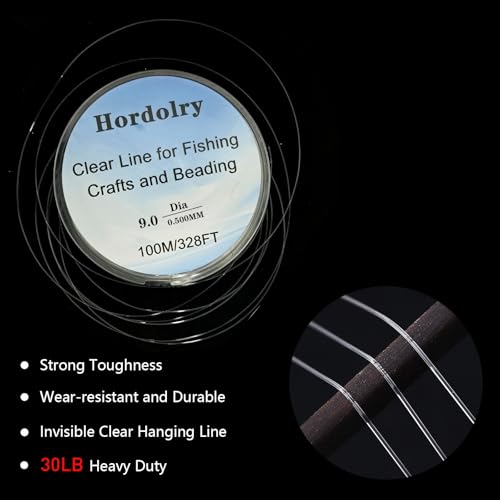 Clear Fishing Line, 328FT Invisible Fishing Wire, Lower Memory Extruded Nylon Monofilament Line with UV Protection for Freshwater & Saltwater, Hanging Decorations, Beading