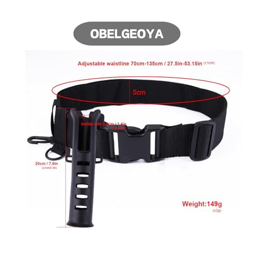 Fishing Belt Rod Holder - Adjustable Fishing Rod Holster Waist Wading Belts for Men, Nylon Wader Fishing Waist Belt for Fly Surf with Portable Pole Inserter Casting Spinning Pole Tackle
