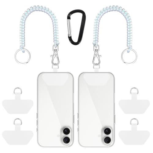 SHANSHUI Phone Lanyard Tether, Stretchy Phone Strap Patch Anchor Outdoor Climbing Hook Compatible for Most Smartphones - color: White White