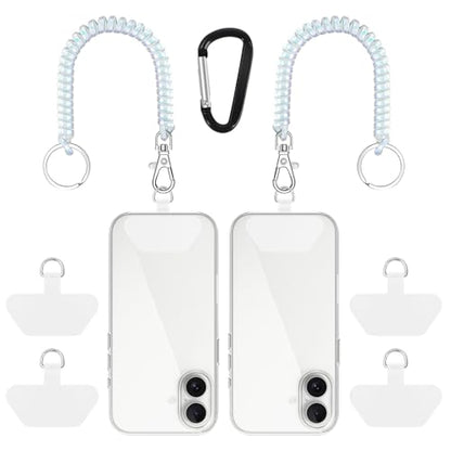 SHANSHUI Phone Lanyard Tether, Stretchy Phone Strap Patch Anchor Outdoor Climbing Hook Compatible for Most Smartphones - color: White White
