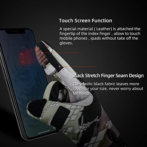 RUNCL Fishing Gloves Winter Warm RAGUEL, Touchscreen Outdoor Fishing Gloves, Neoprene 3 Cut Fingers Cycling Gloves, Convertible Windproof for Men Women Ice Fishing Photography Kayaking