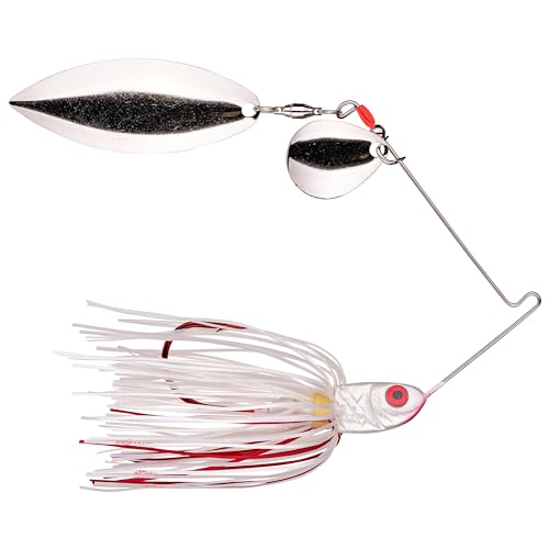 Strike King Bleeding Bait Spinnerbait Fishing Lure, Bleeding Red Accent Skirt - color: 304 - Bleeding White, size: 3/8 oz