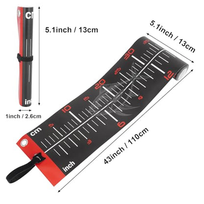 RUTU 43-inch Pocket Fish Ruler, 110cm Outdoor Fishing Measure Tape, Dual-Scale Fishing Tape, Metric and Imperial Measurements, Waterproof and UV-Resistant Fishing Measuring Tool, 13cm/5.1-in Width - size: 43x9.8 inch
