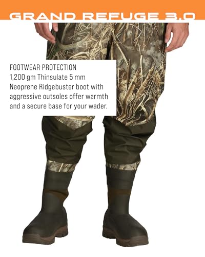 FROGG TOGGS Men's Grand Refuge 3.0 Waterproof Bootfoot Wader for Hunting with Removable Insulation Liner - color: Realtree Max-7, size: 7