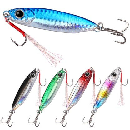 Tripquips Saltwater Jigs Fishing Lures with Ultra-Sharp Hooks, Saltwater Spoon Lure for Tuna Salmon Grouper, Sea Fishing Jigging Lure, Trolling Spoon for Bass Fishing - color: 5PCS-30g/1.06oz