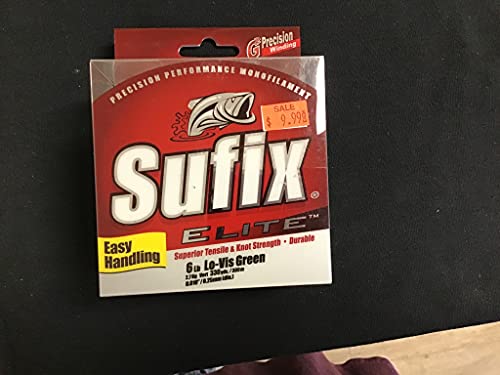 Sufix Elite 6 lb Fishing Line (330 YD Spool) - color: Low Vis Green