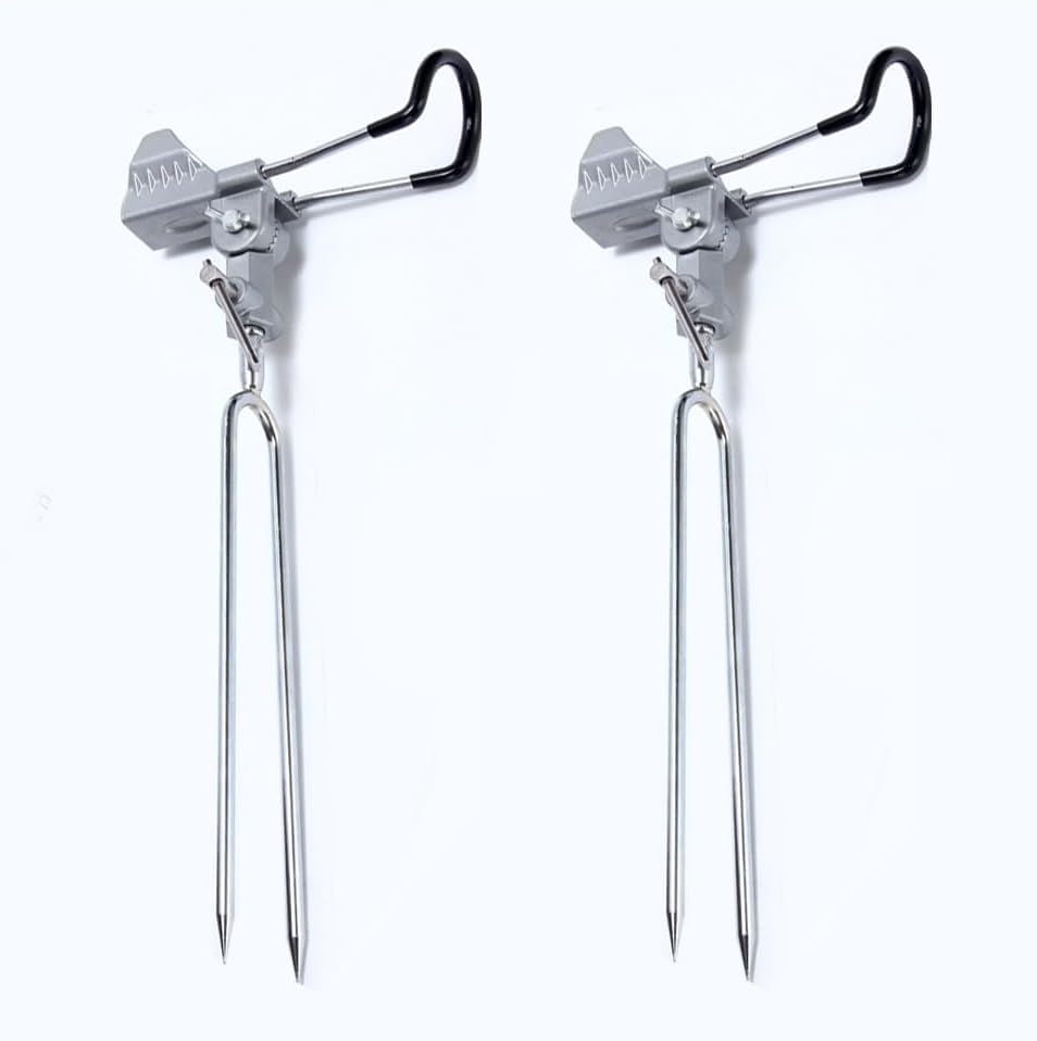 Stedan 2 Pack Fishing Rod Holders, Ground Fishing Rod Pole Brackets, 360 ° Adjustable & Detachable Easy to Carry Folding Equipment for Fishing on Lakes, Rivers (Silver)