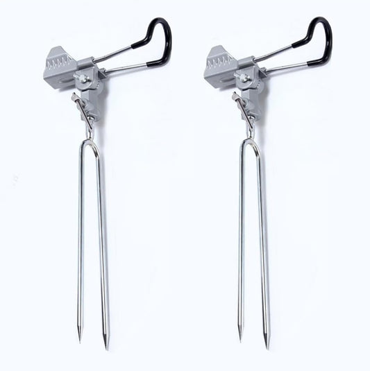 Stedan 2 Pack Fishing Rod Holders, Ground Fishing Rod Pole Brackets, 360 ° Adjustable & Detachable Easy to Carry Folding Equipment for Fishing on Lakes, Rivers (Silver)