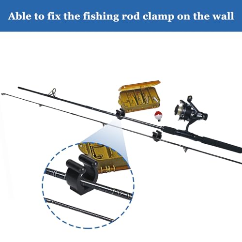 Rubber Fishing Rod Holder Clips, 20 Pack Black 16mm Inner Diameter Adjustable Pole Clips, Saltwater Resistant Fishing Accessories for Boat, Kayak, Dock, Railing & Garage Storage
