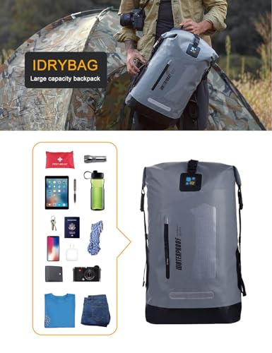 IDRYBAG Waterproof Backpack for Men 20L/30L/40L, Floating Dry Bag Kayak, Dry Backpack Hiking - color: Gray, size: 30L
